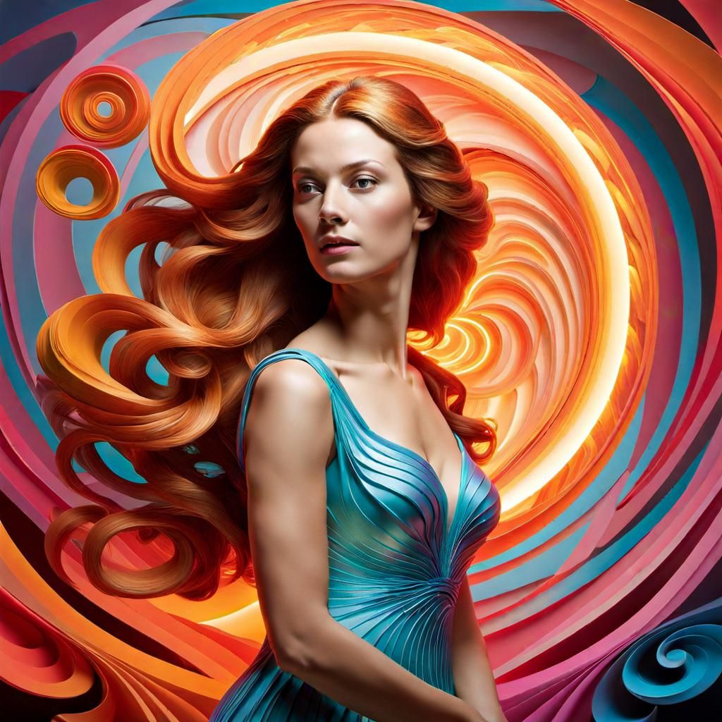 Renaissance Woman in Surreal 3D Art