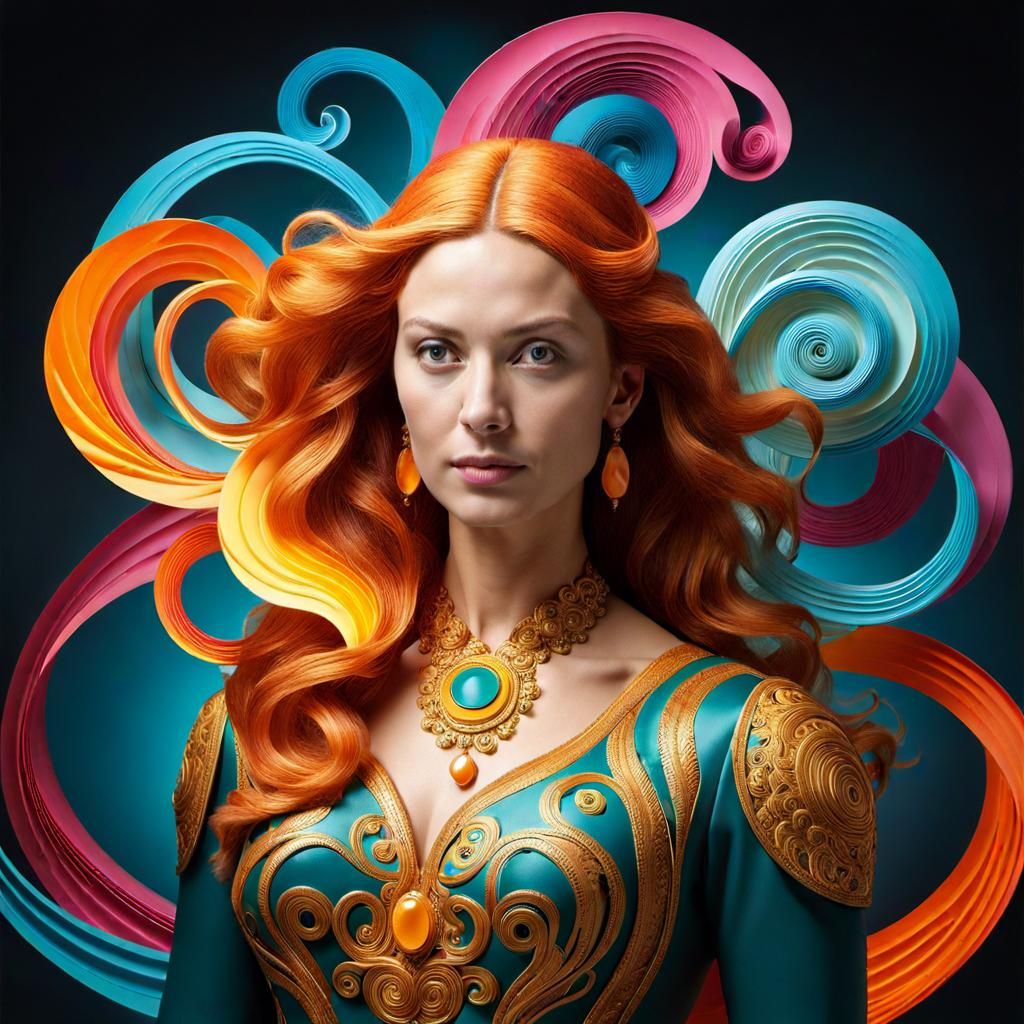 Renaissance Woman in a Surreal 3D Art Style