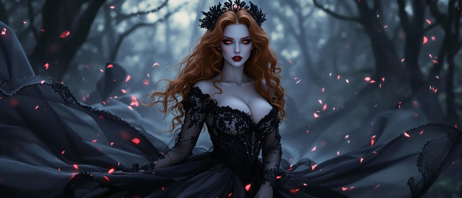 Dark Fairy Tale Princess in Lush, Gothic Gown
