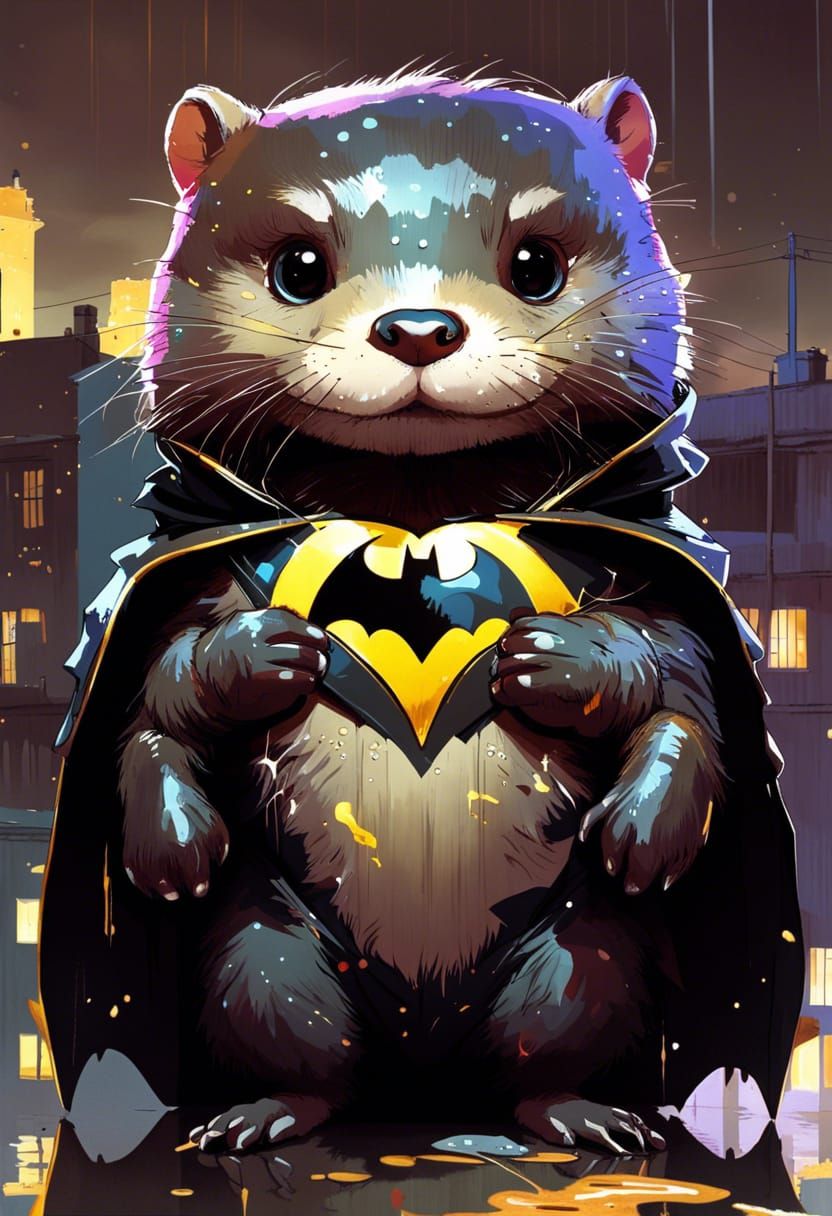 Anime Otter in Batman Suit, Speedpaint Style
