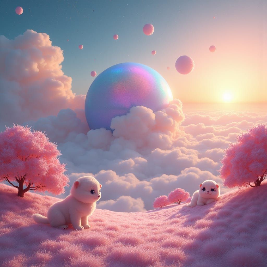 Dreamy Cotton Candy Planet in Pastel Hues