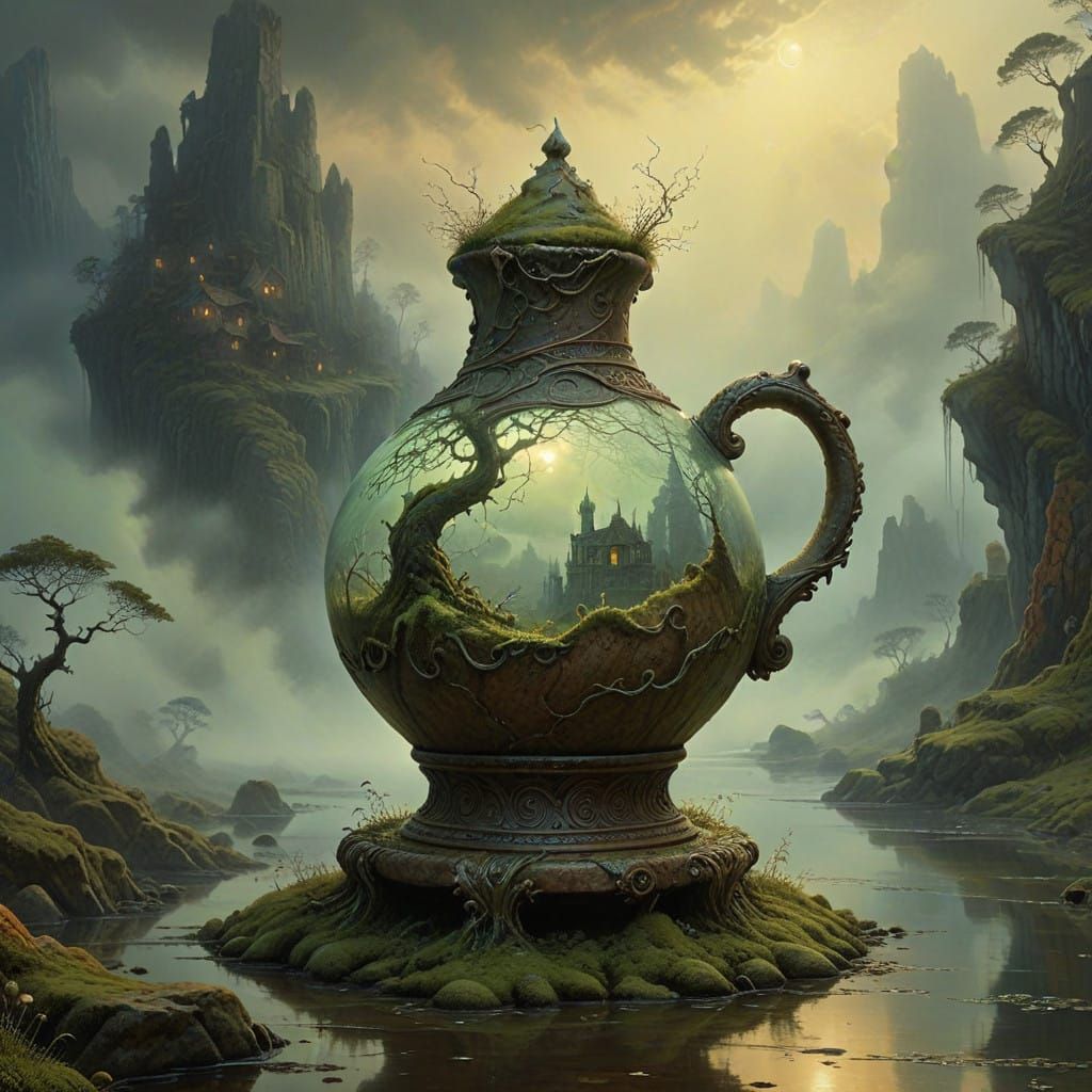 Earthy Clay Jug with Twisted Serpentine Adornment in Hyperde...