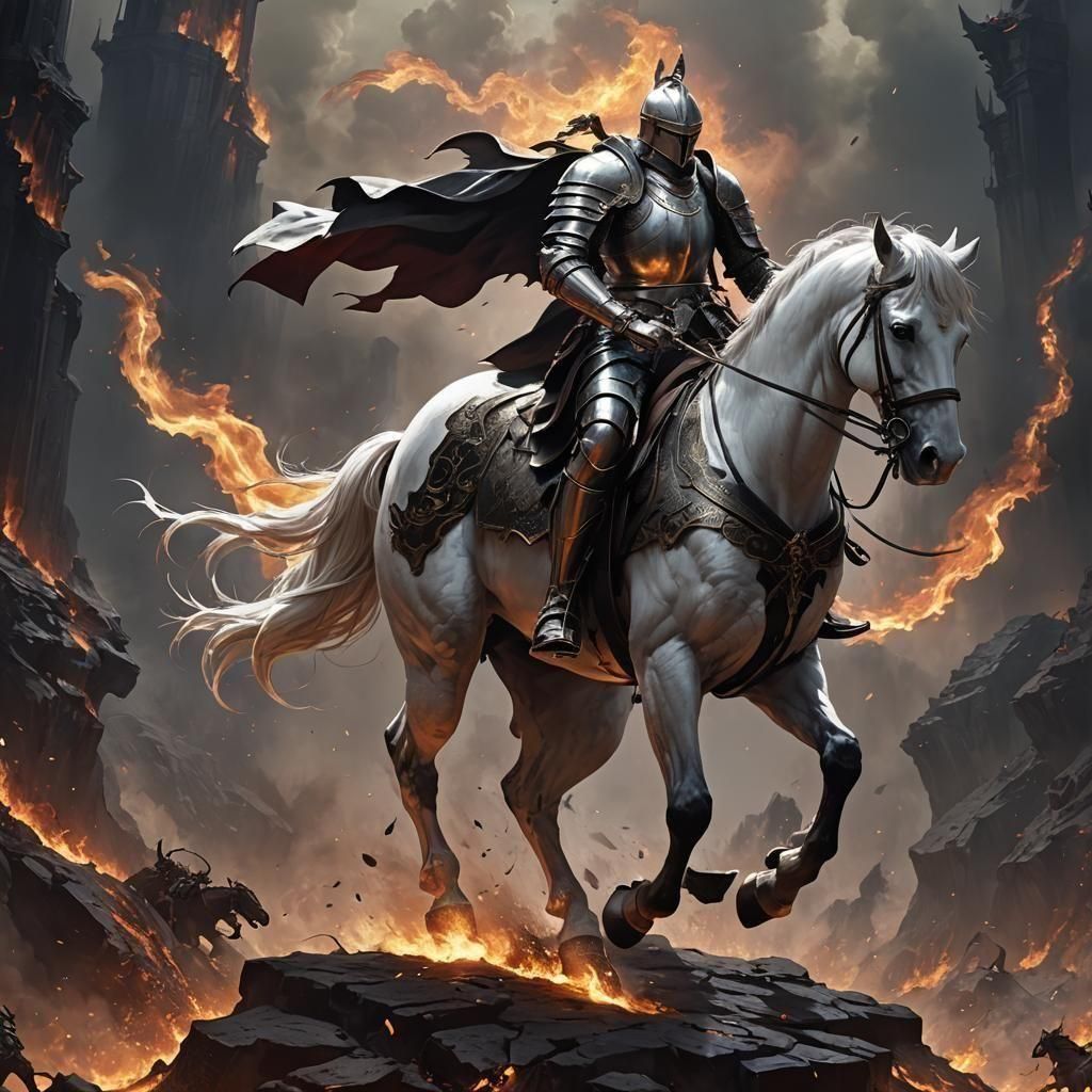Knight Rides Horse to Hell: Anime-Inspired 3D Art