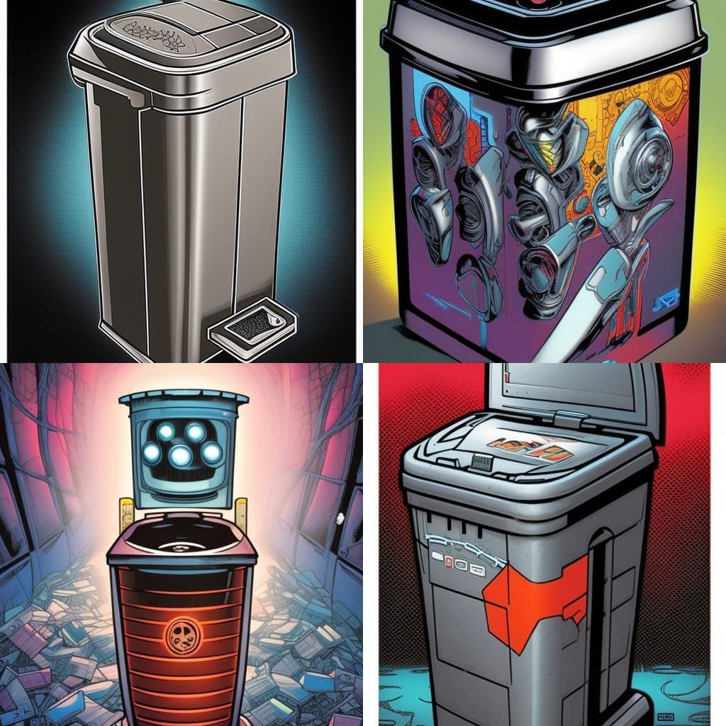Robot Trashcan Comic Book Art