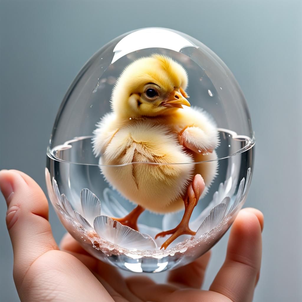 Unborn Chick Inside Crystal Shell