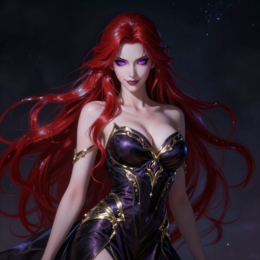 Regal Demoness with Mysterious Purple Eyes