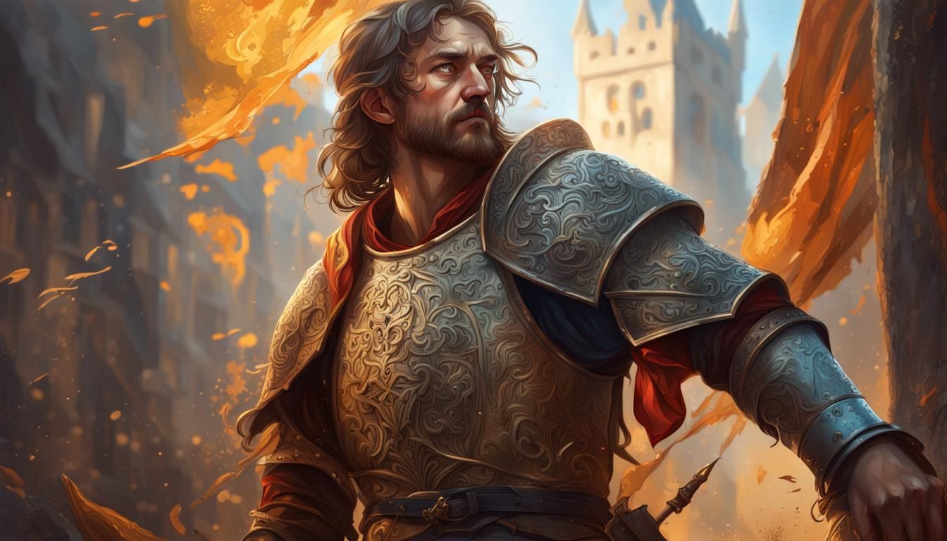 Medieval Hyperrealistic Splash Art Portrait with Color Rende...