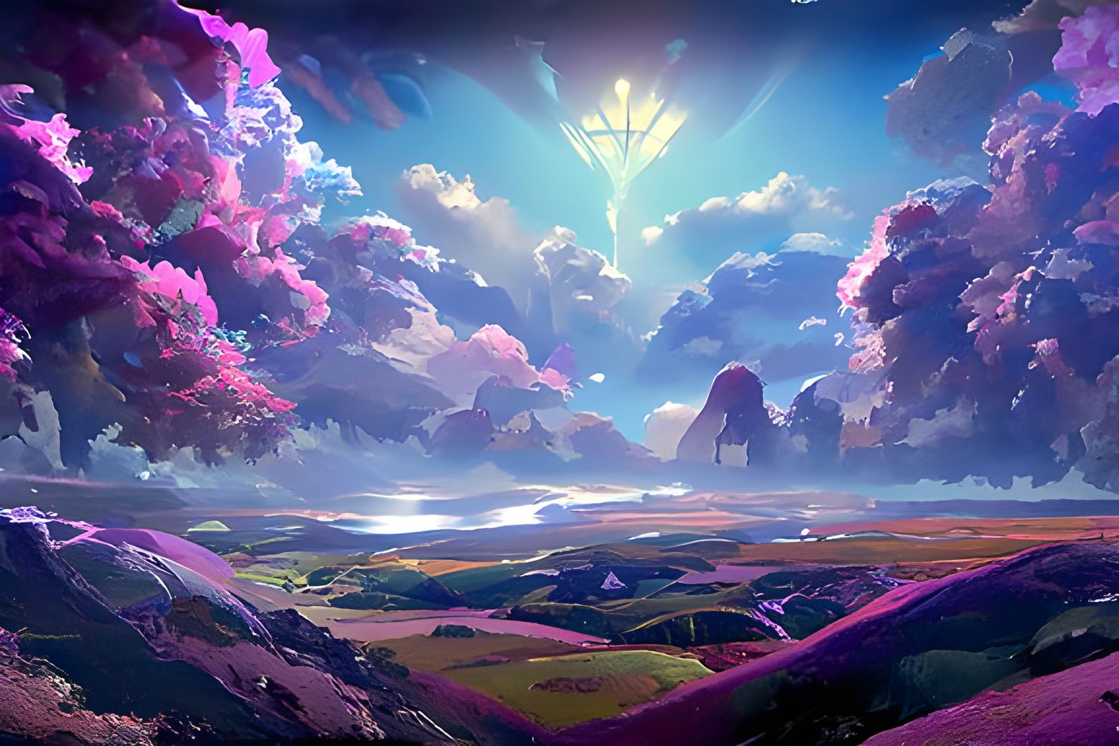 Elysian Plains in Divine Light: Hyperdetailed Concept Art