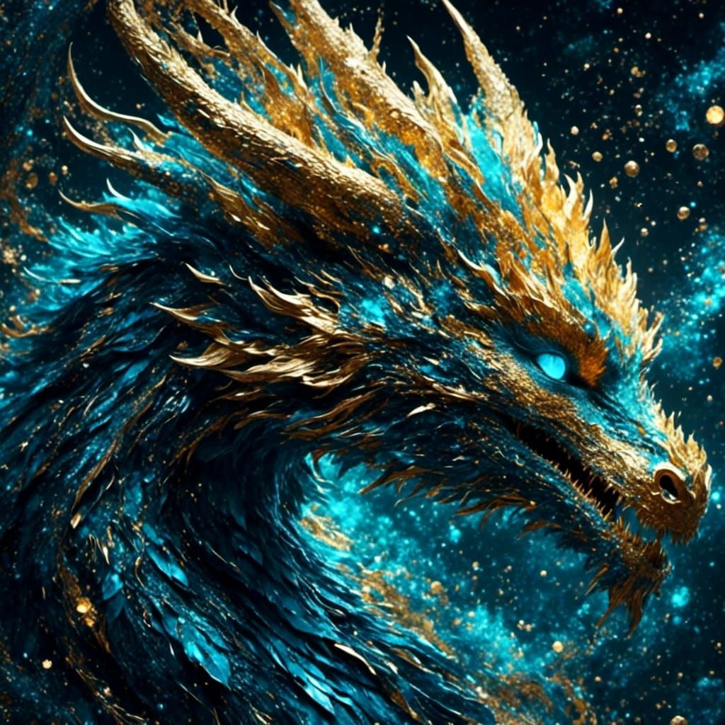 Cosmic Dragon Guarding Celestial Bodies