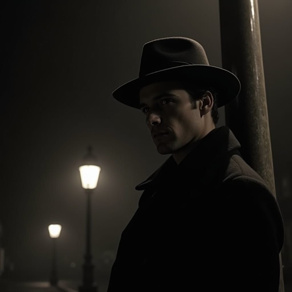Film Noir Detective at Night