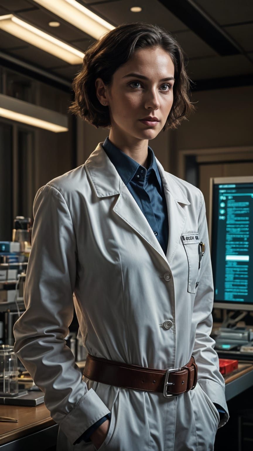 Moira MacTaggart Cinematic Portrait in Lab Coat