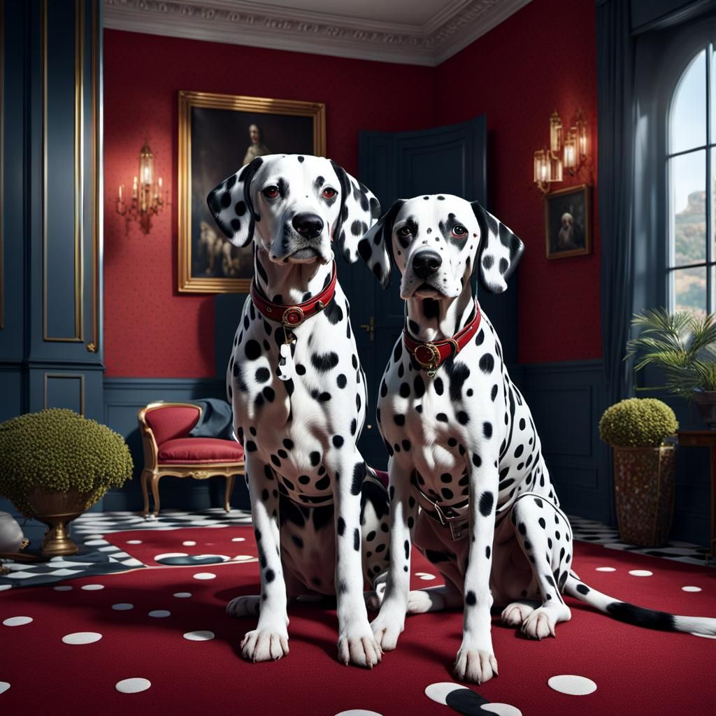 Polka Dot Dalmatians in Hyperdetailed Room