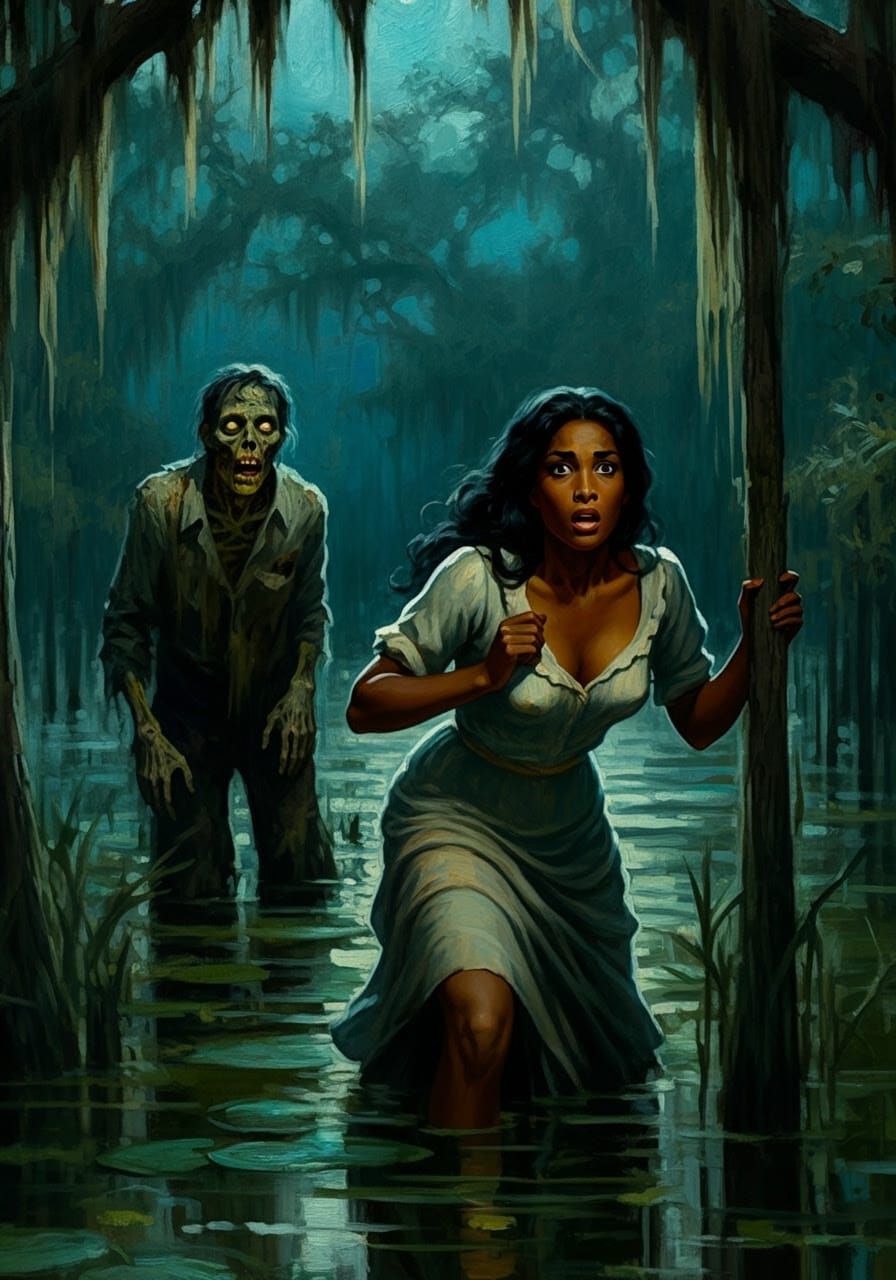 Eerie Swamp Nightmare in Impressionist Oil