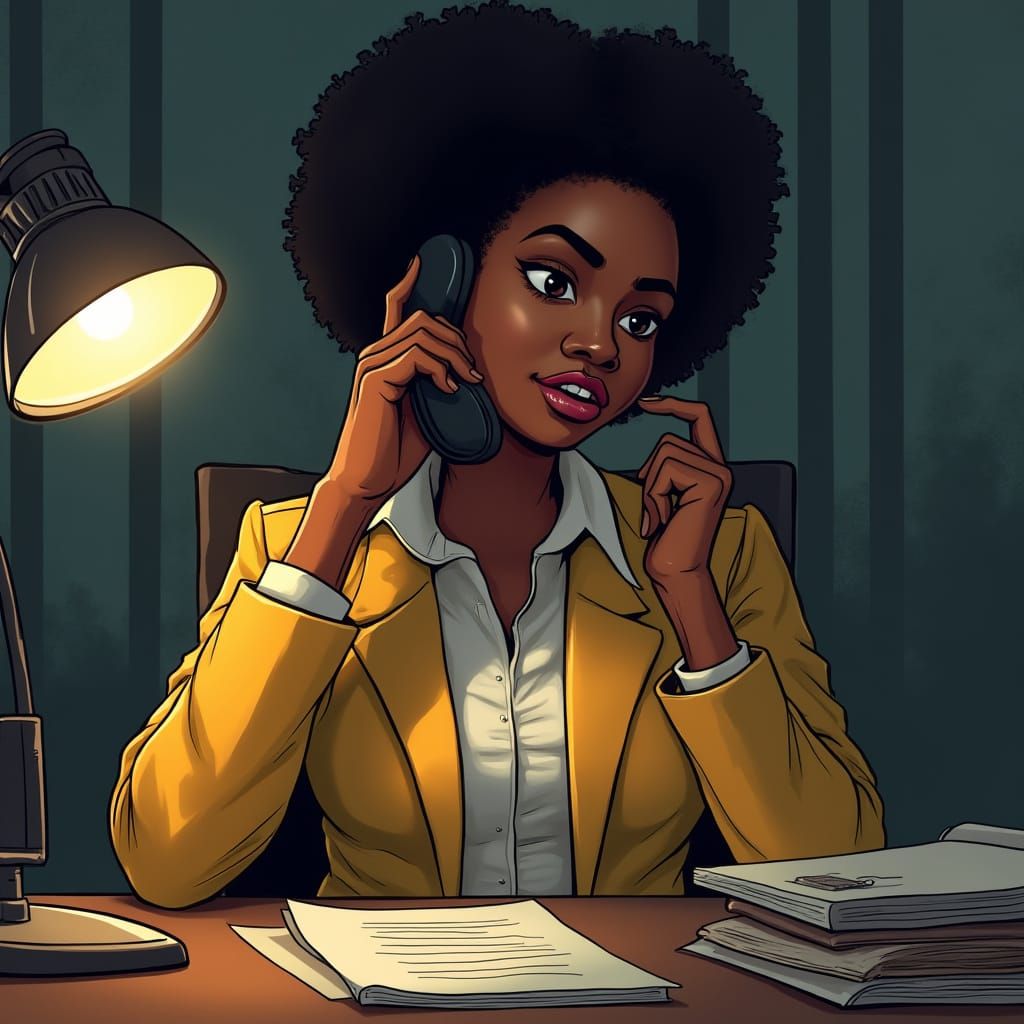 Afrofuturistic Lawyer in Hyperrealistic Ink Illustration