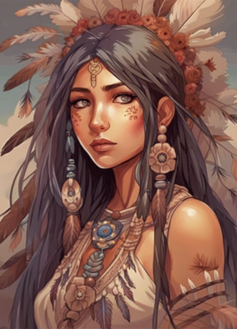 Gorgeous Native American Anime Girl with Dreamcatcher