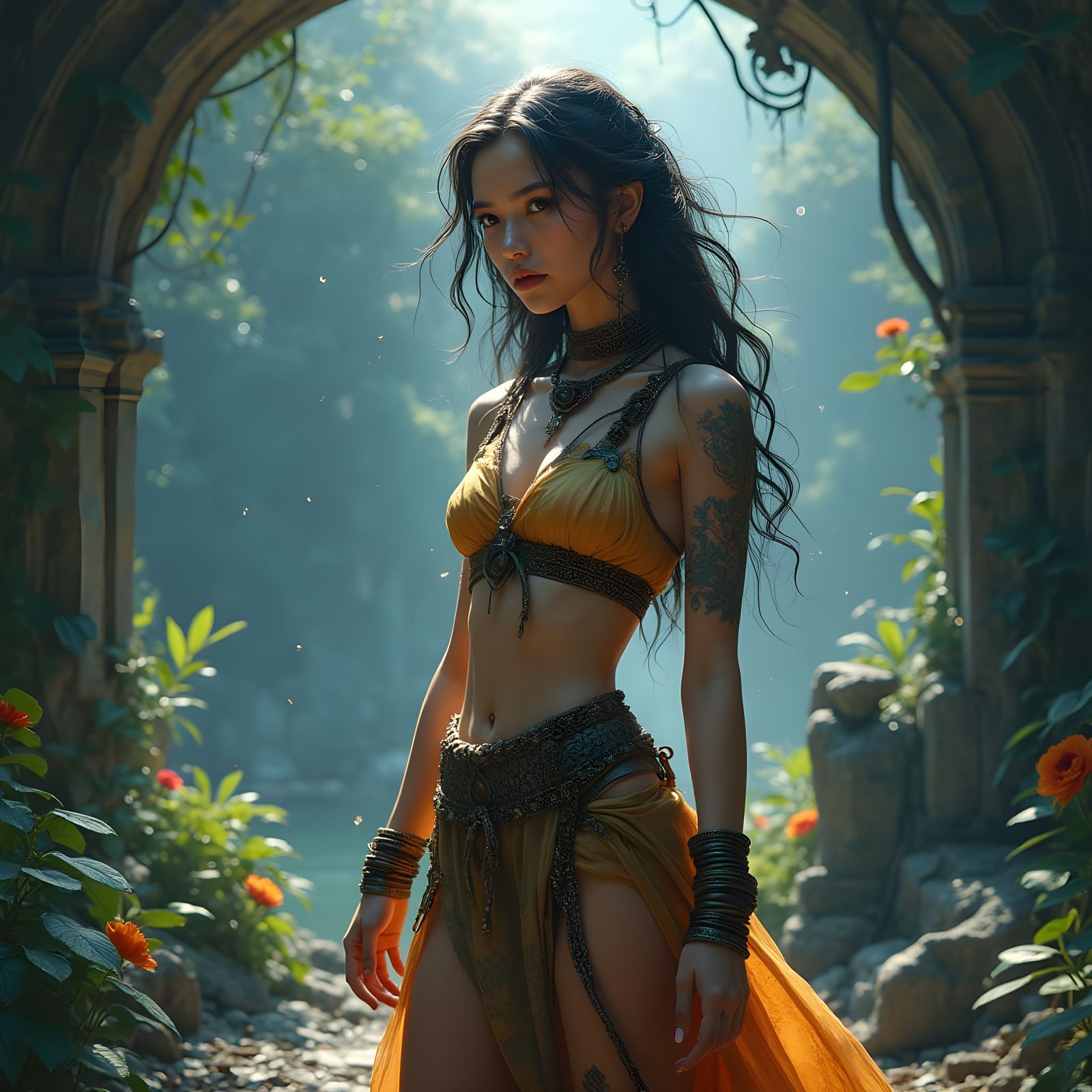 Mystical Woman Embodies Unique Radiance in a Fantastical Rea...