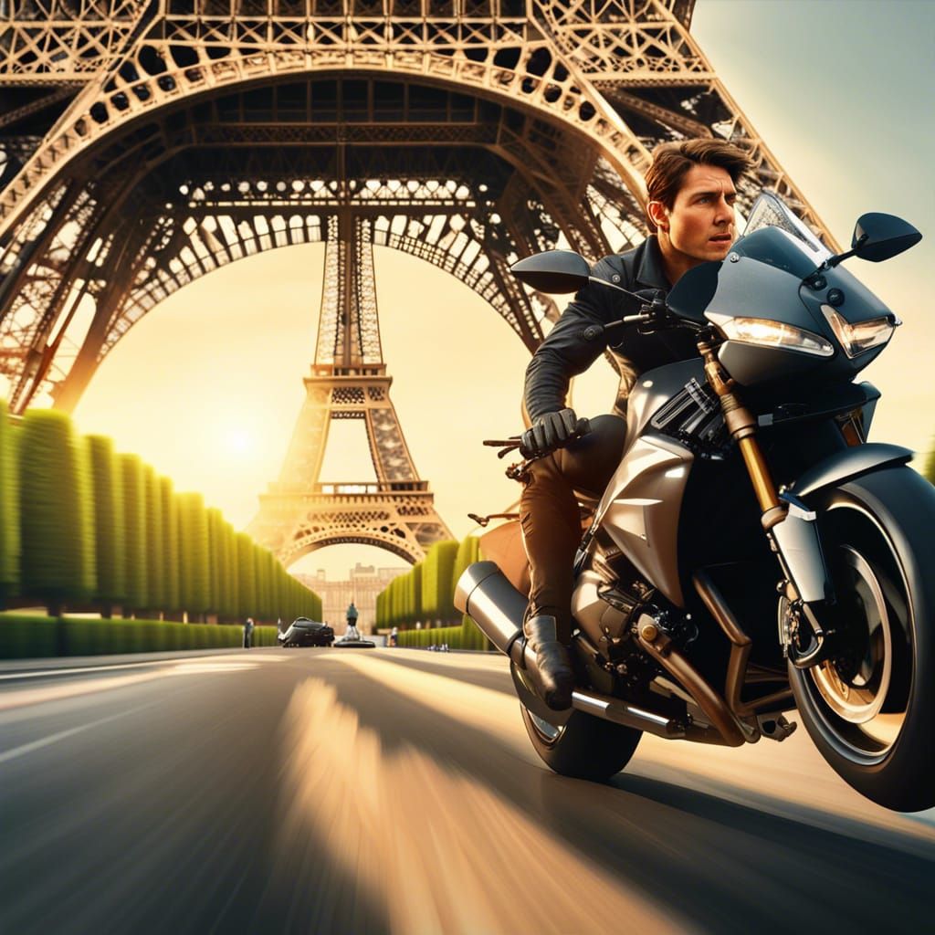 Motorcycle Ride in Paris: Dynamic Lighting, High Resolution
