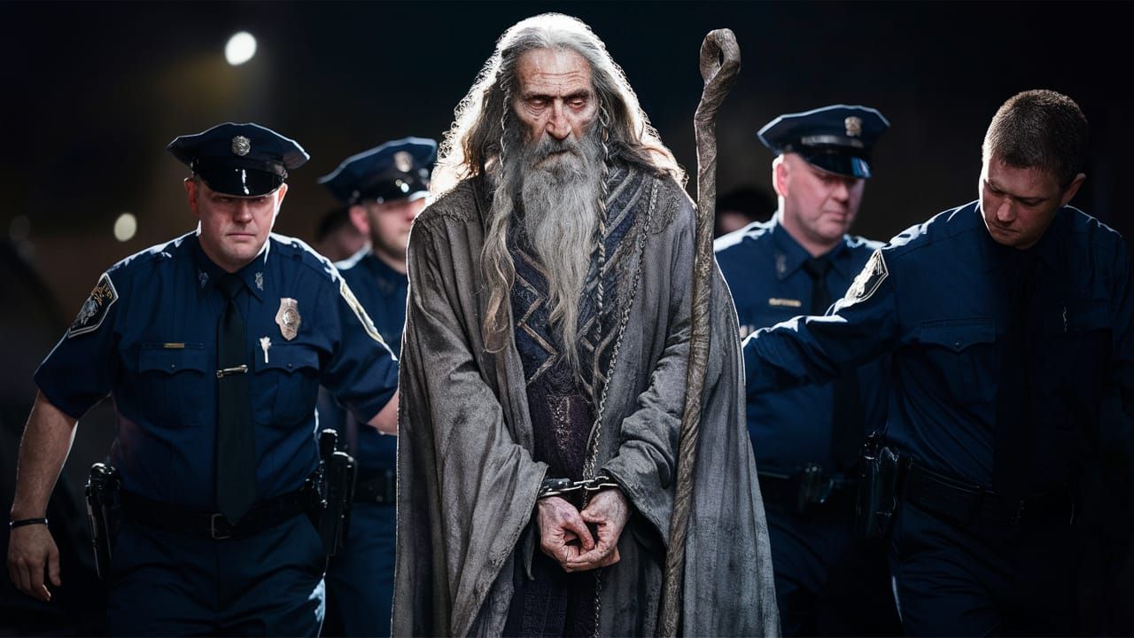 Gandalf's Arrest: A Photorealistic Fantasy Painting