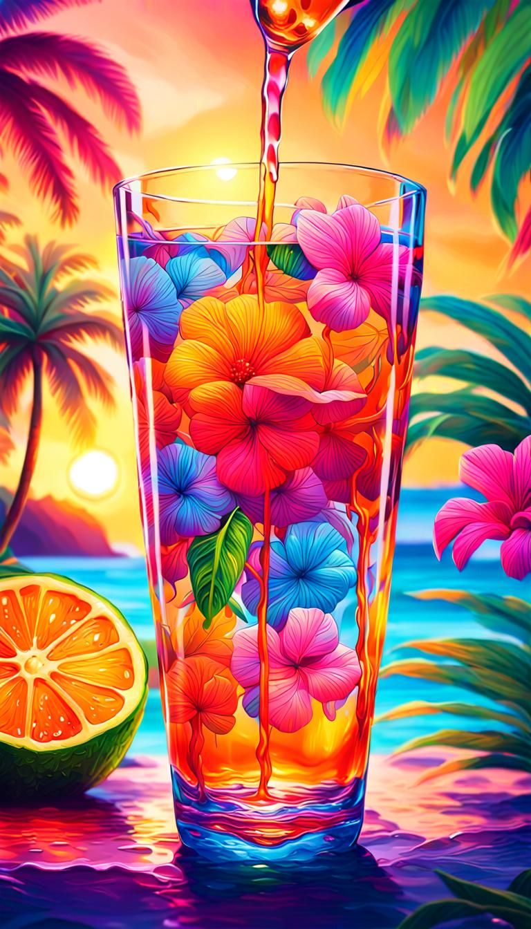 Tropical Jungle Juice in Lush Oil Painting Style