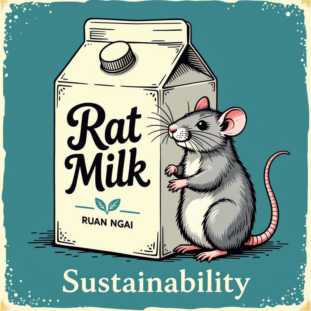 Whimsical Hand-Drawn Rat Milk Illustration