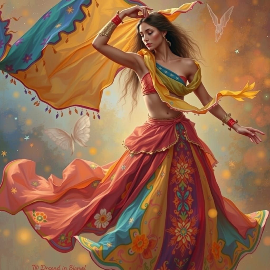 Enchanting Gypsy Dancer in Art Nouveau Style