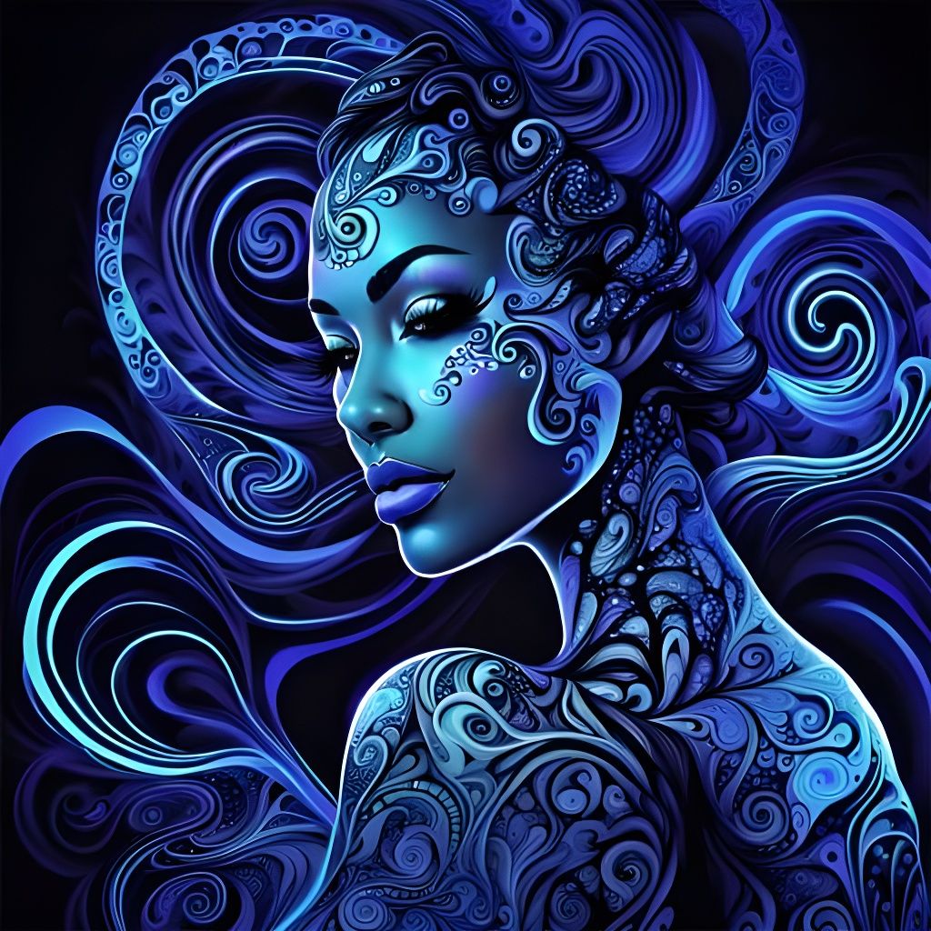Woman with Glowing Black Light Body Paint