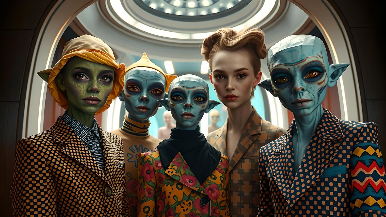 Exotic Aliens in Haute Couture Enter Holodeck