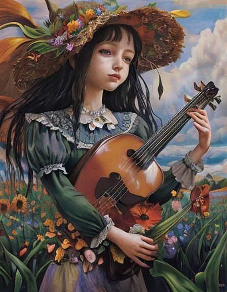 Surreal Anthropomorphic Utopia as Oil Painting