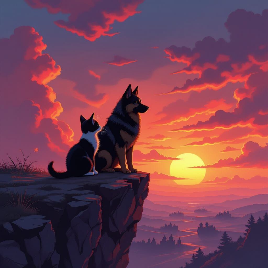 Kitten Mage and Shepherd Warrior on Battlefield Edge