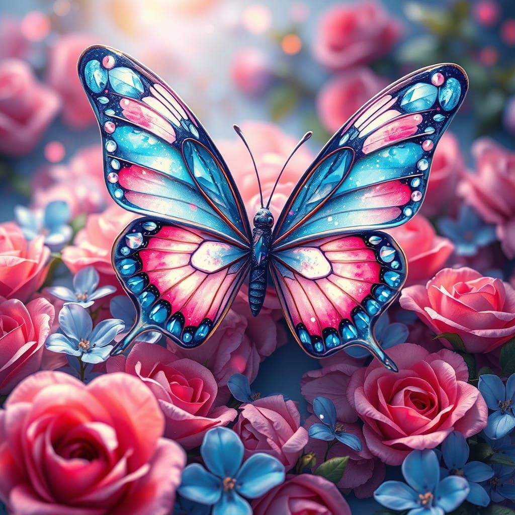 Delicate Butterfly on Floral Throne