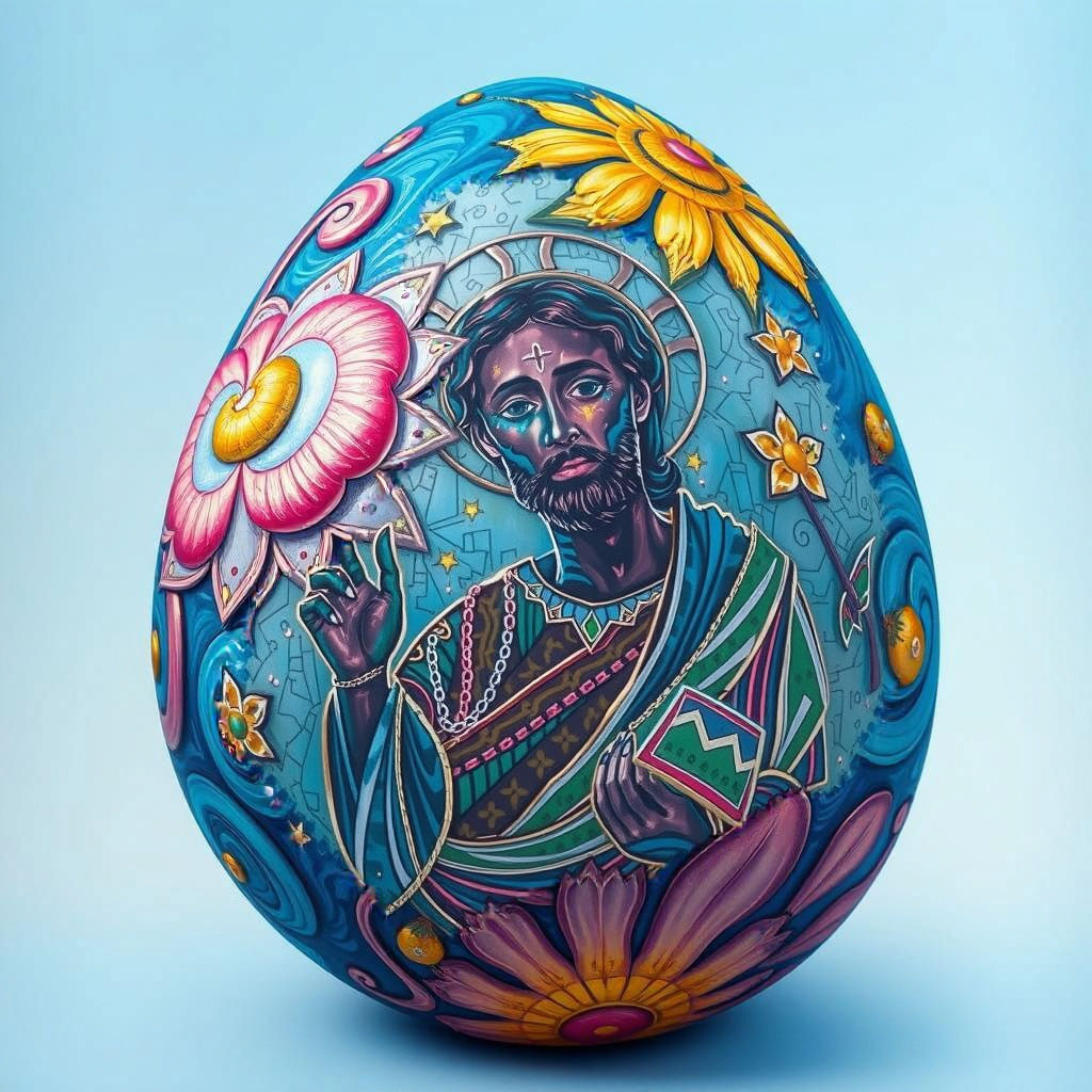 Surreal Easter Egg Masterpiece in Bold Gouache Colors