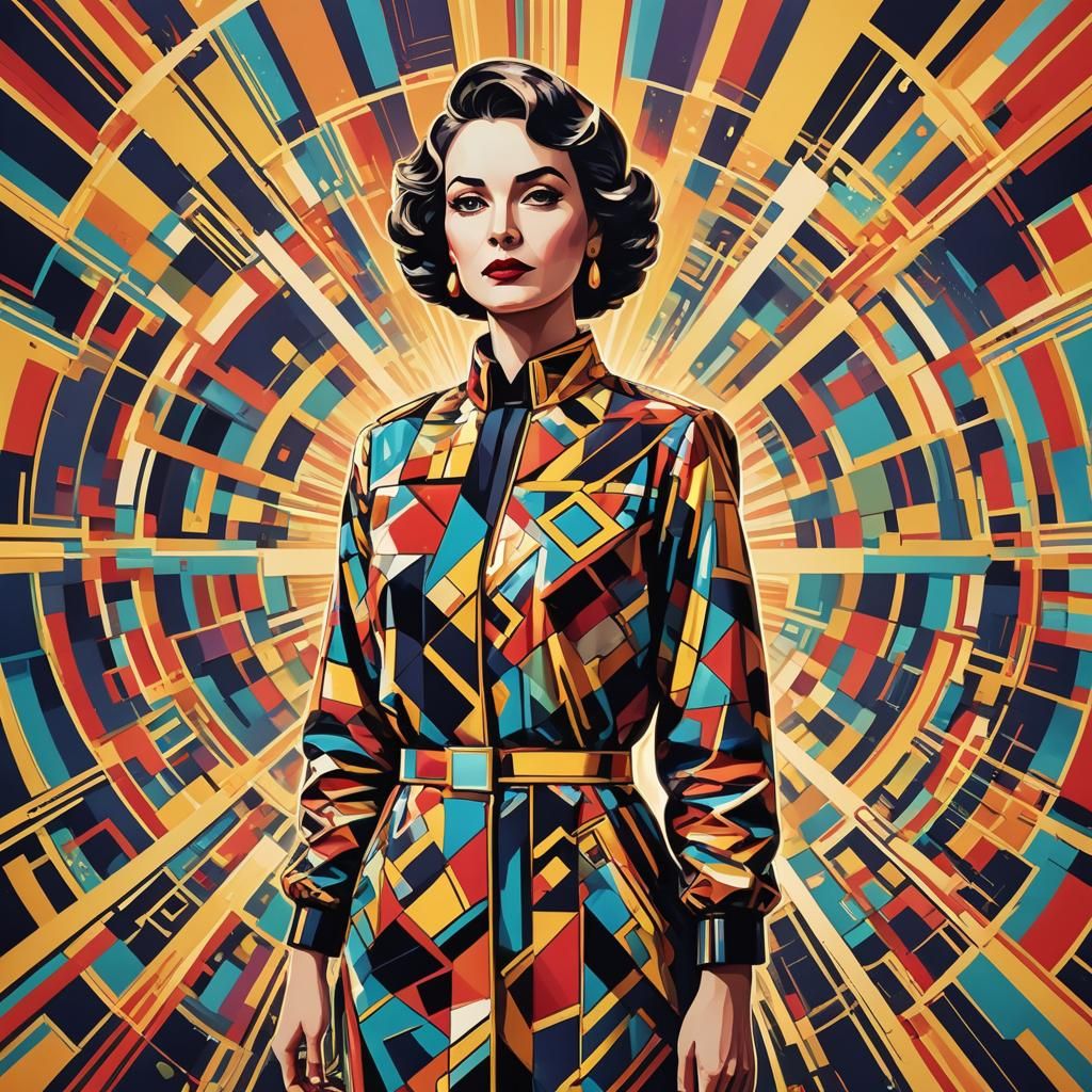 Pop Art Mother in Geometric Setting