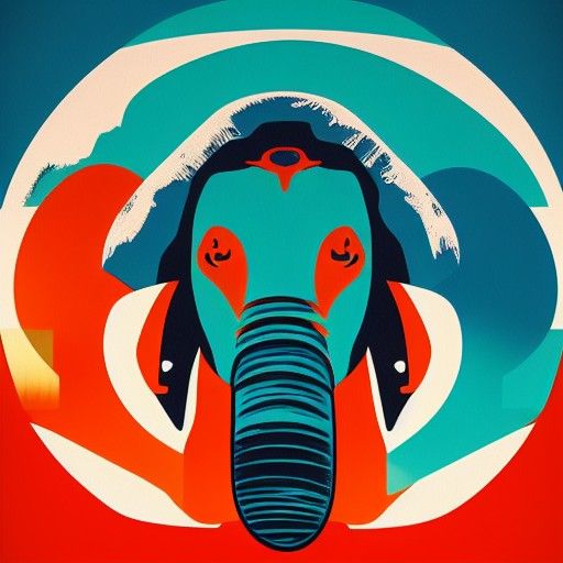 Mammoth Pop Art Screen Print in Bauhaus Style