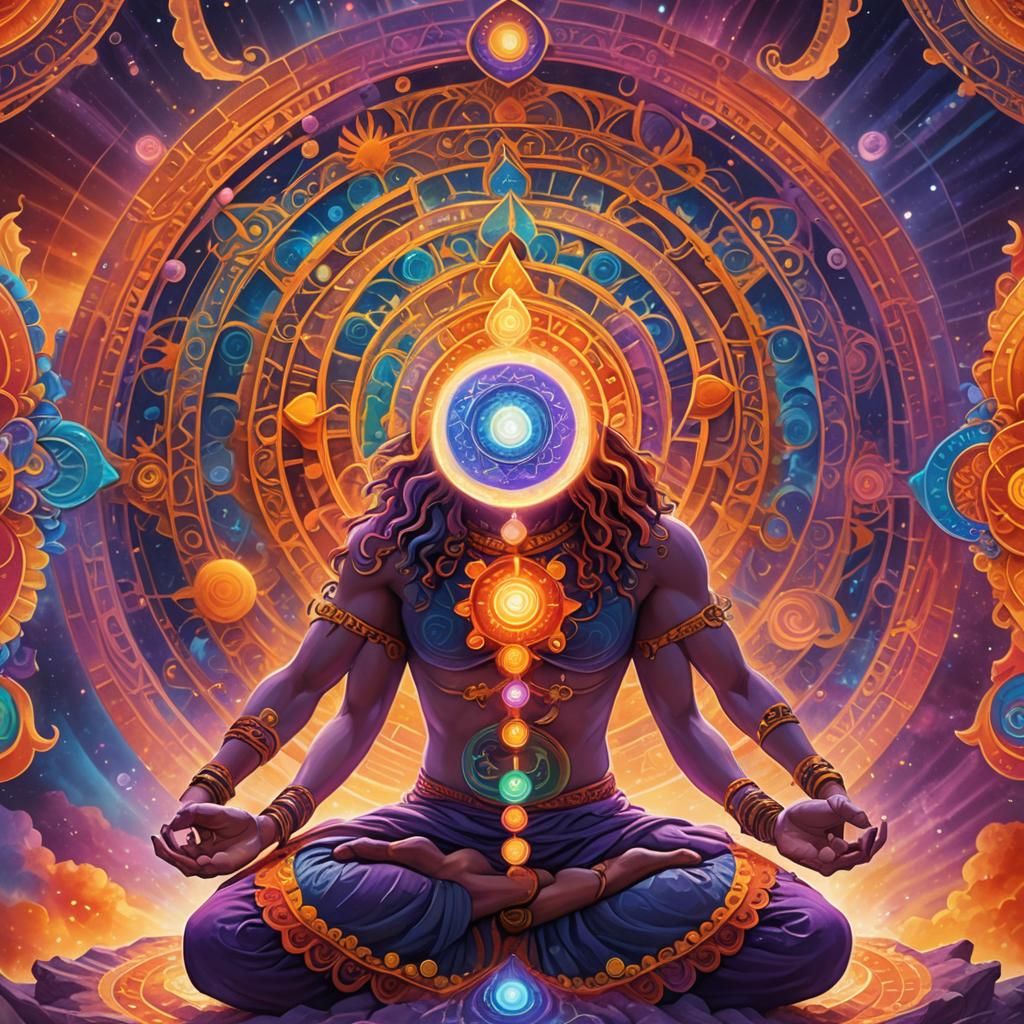 Mystical Chakras Shining in Radiant Energy: Fantasy Art