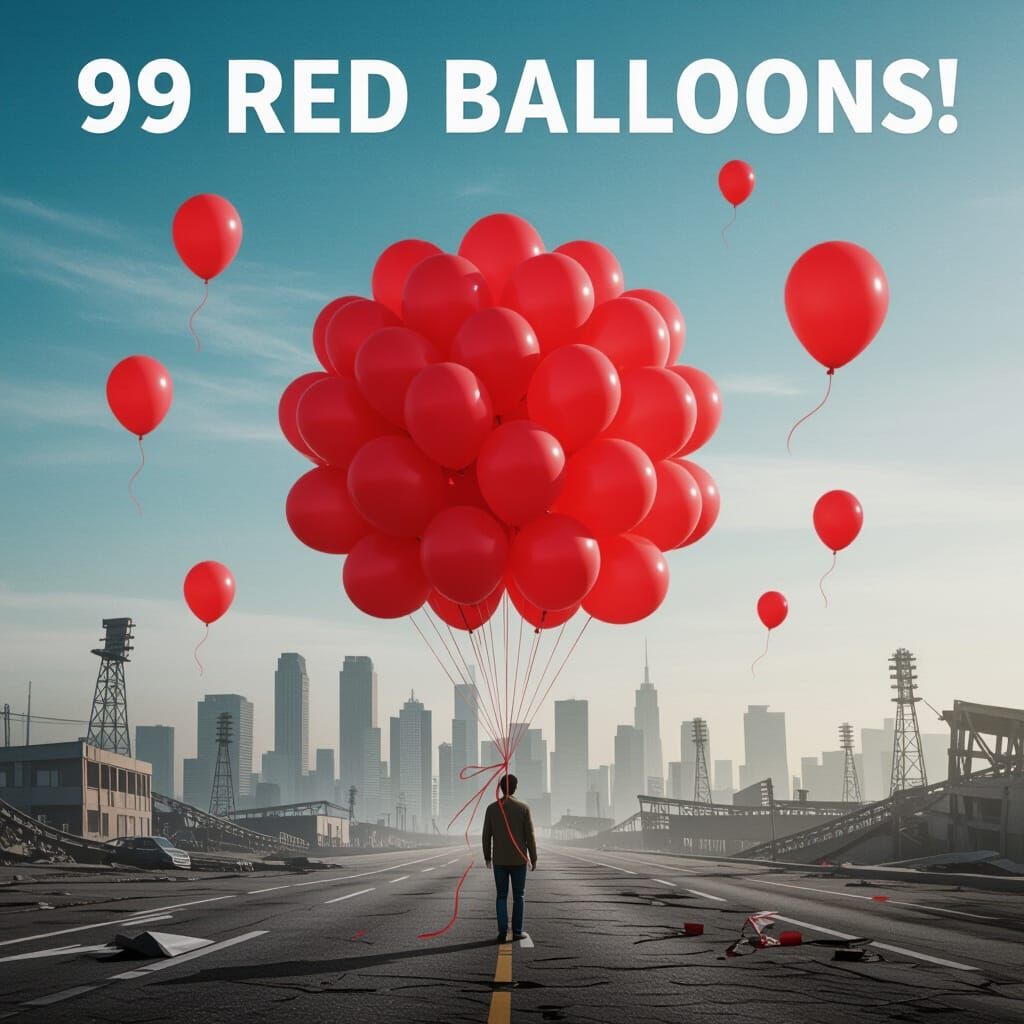 Apocalyptic Sky Filled with Red Balloons