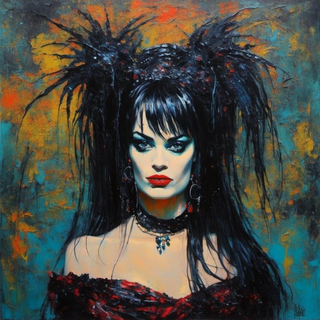 Nina Hagen Portrait in Impasto Oil Painting Style