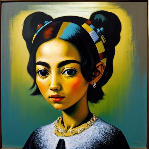 Afrofuturist Portrait with Sound Waves in Picasso Style