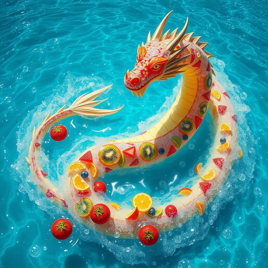 Colossal Soda Dragon in Sparkling Ocean