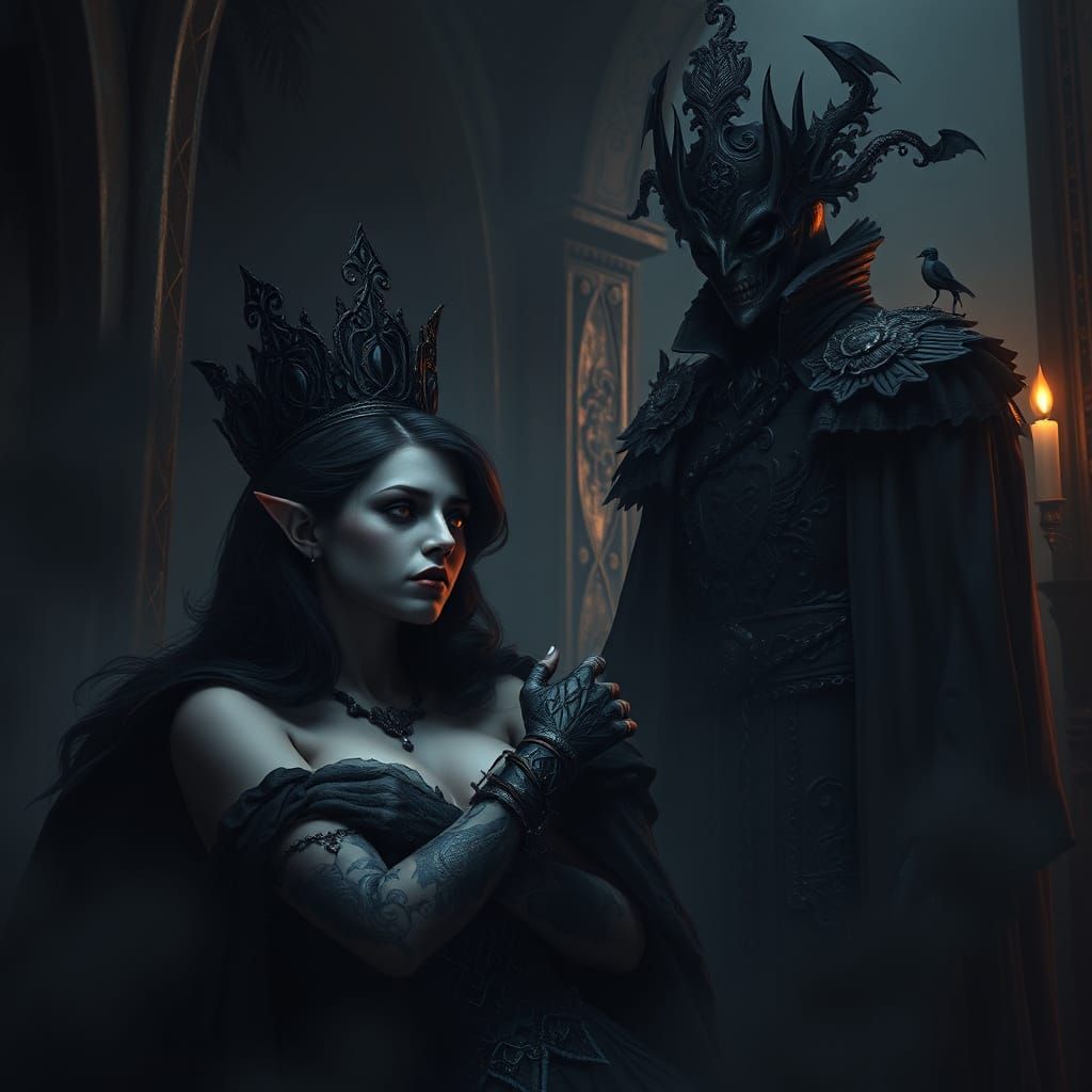 Dark Fantasy Queen Bound and Watched by a Brooding Vampire N...