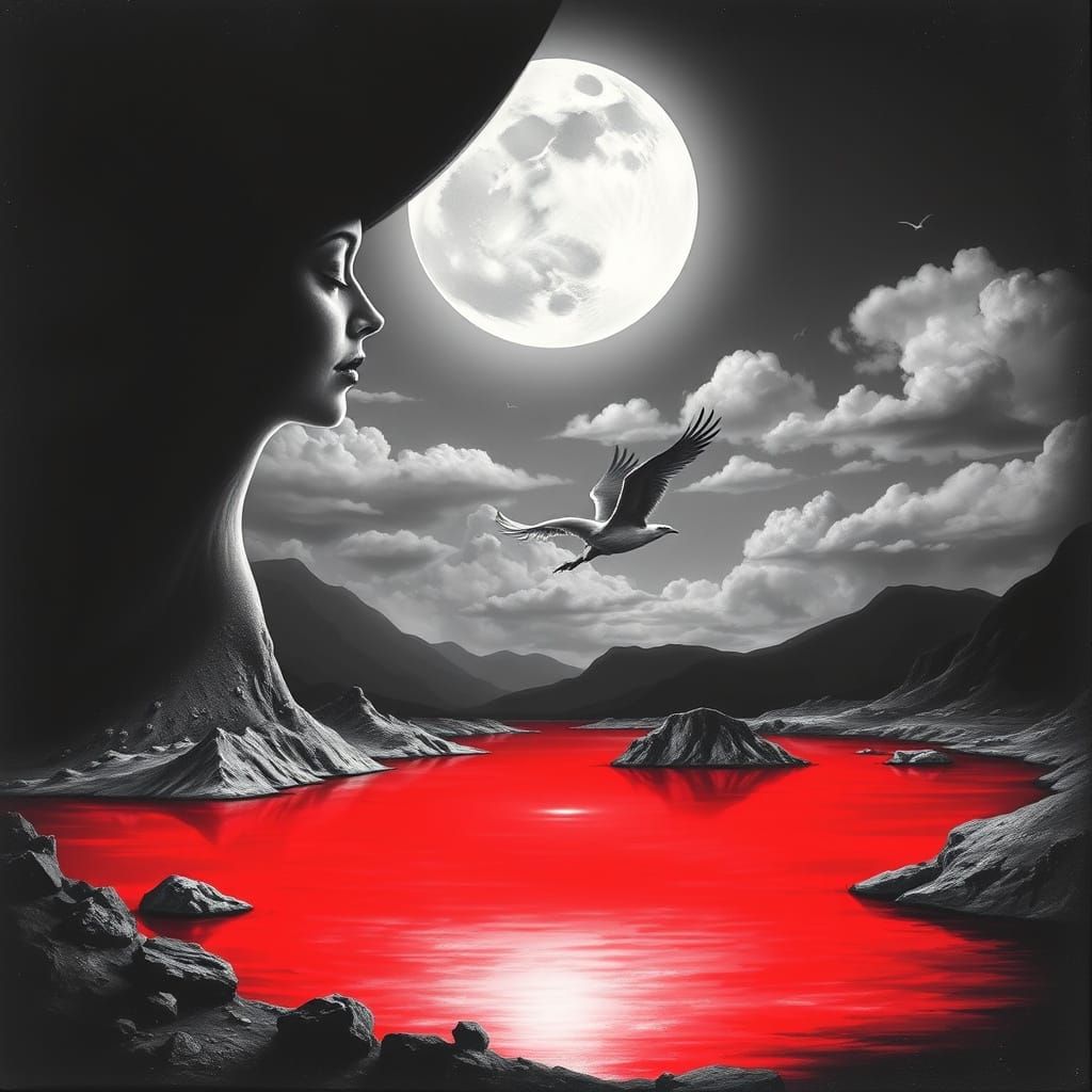 Surrealistic Shadow Disappears into Golden Skull