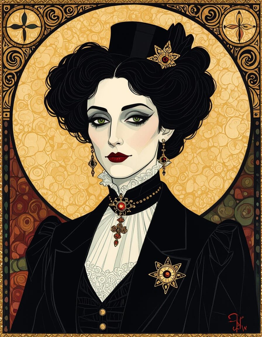 Goth Vampire Lady Chief Constable in Expressionist Style