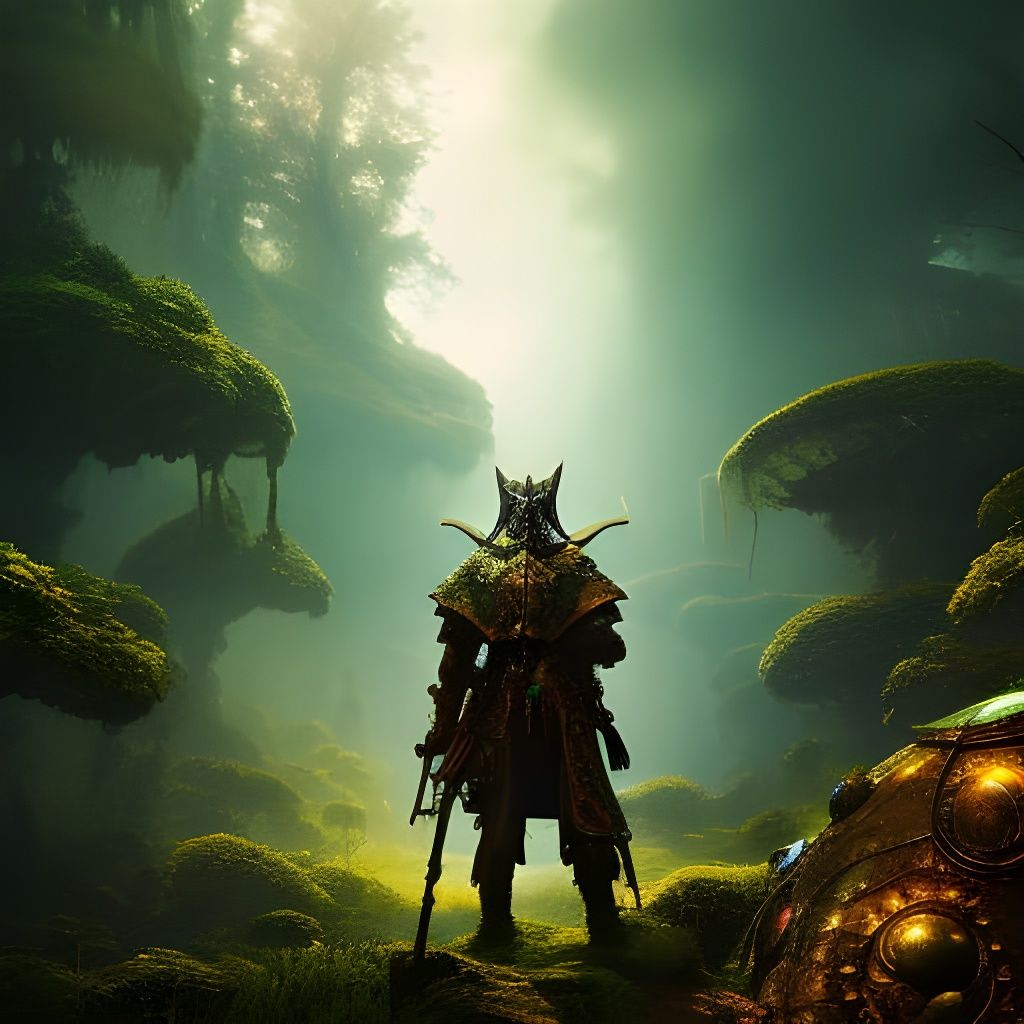 Lush Mountainscape with Glowing Insects in Fantasy Art Style