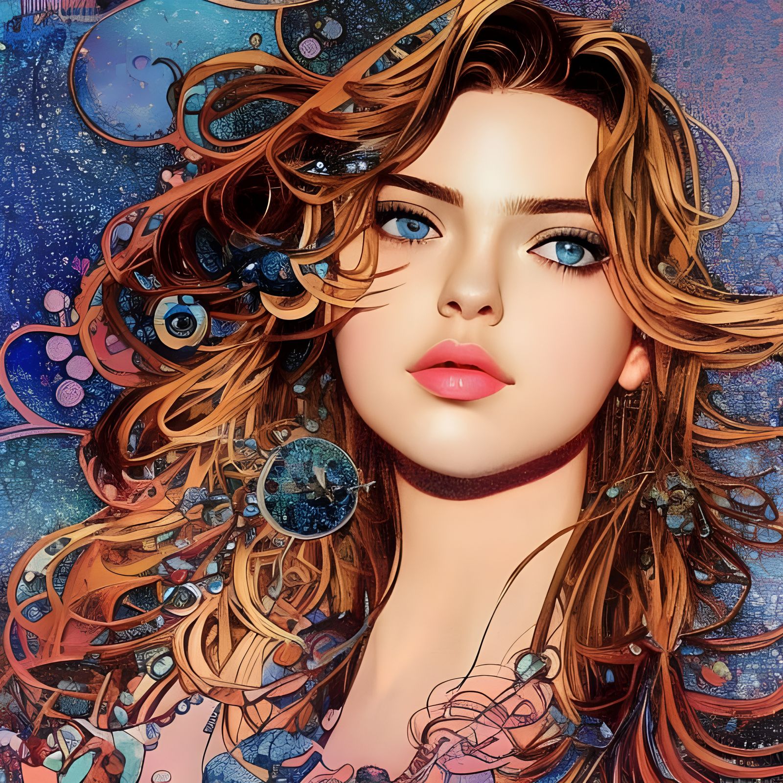 Photorealistic Portrait of Girl in Pointillist Style