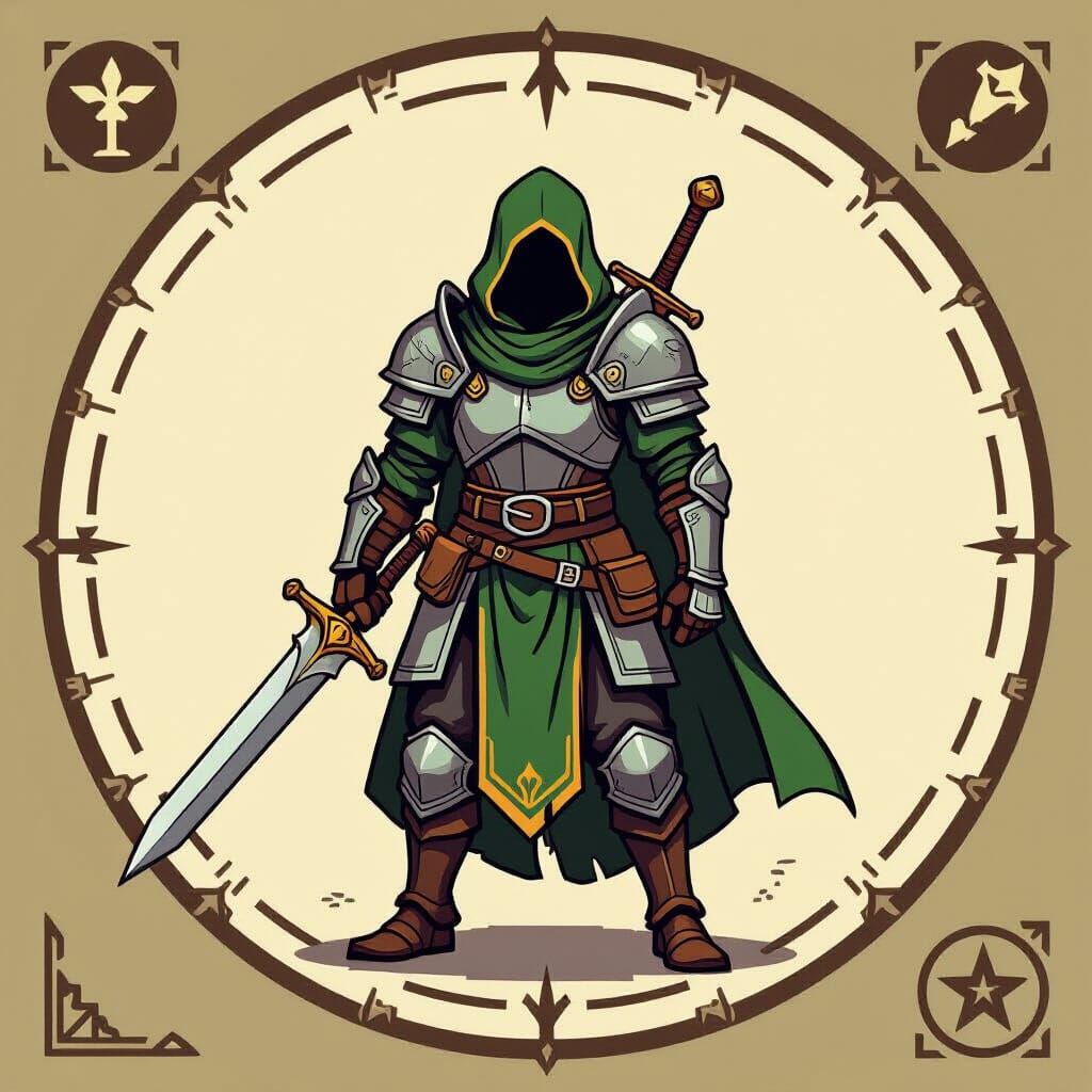 D&D Battle Token: Top-Down RPG Character in Toon Style