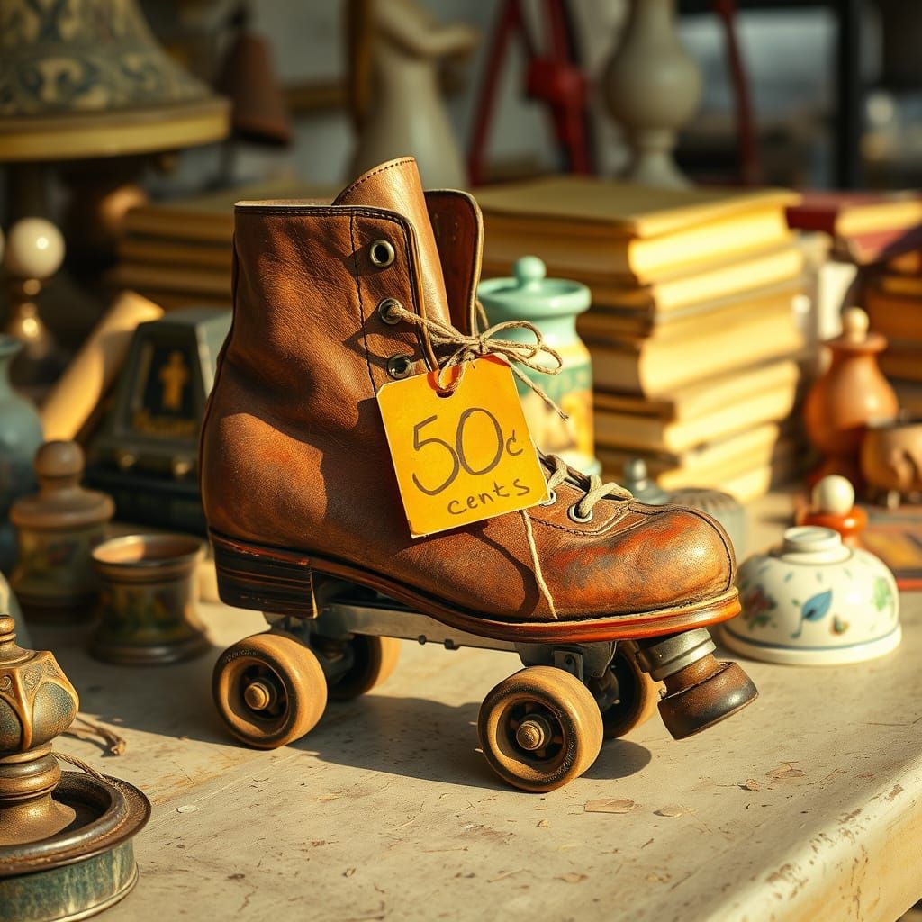 Vintage Roller Skate on a Garage Sale Table