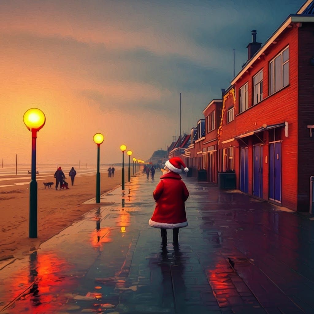 Zandvoort Christmas Scene in Graffiti Art Style