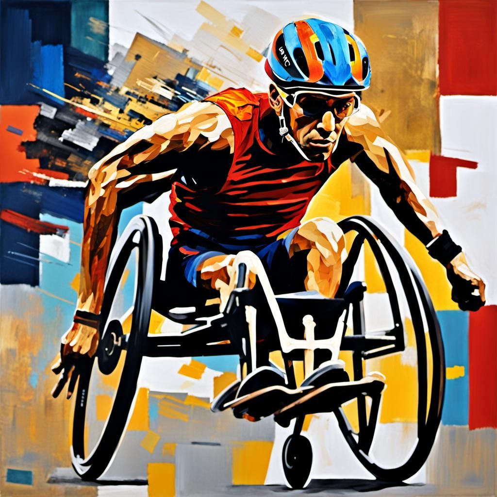 Paralympic Athlete in Motion: A Mixed Media Collage