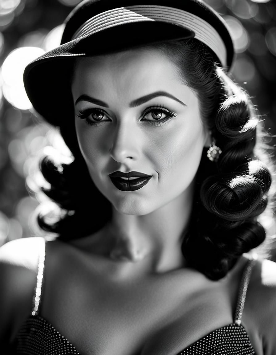 1940's Pin-Up Girl in Black and White