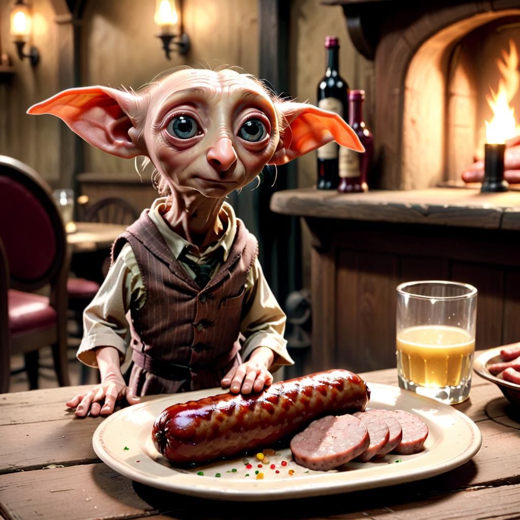 Dobby in Sparkling Saloon Sausage Scene