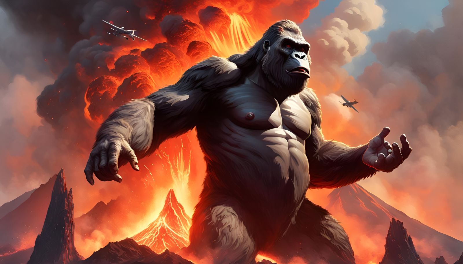 King Kong on Volcano: Dynamic Concept Art